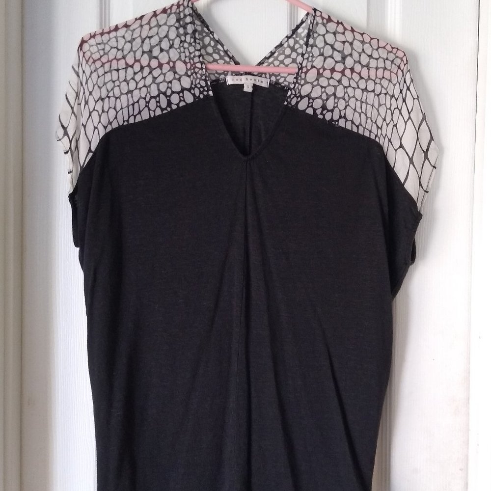 Red Haute Black blouse w/sheer shoulders